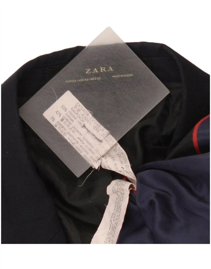 Blazer pentru bărbați Zara cu 2 nasturi EU 52 Viscoză mare albastru bleumarin