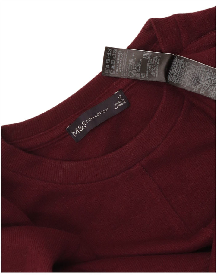 Bluză pentru femei Marks & Spencer cu mânecă lungă UK 12 Medium Burgundy Bumbac
