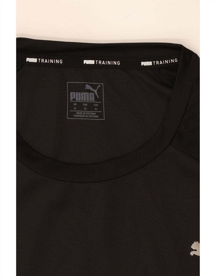 PUMA Mens Graphic T-Shirt Top XL Black Colourblock Polyester Vintage Puma and Second-Hand Puma from Messina Hembry 