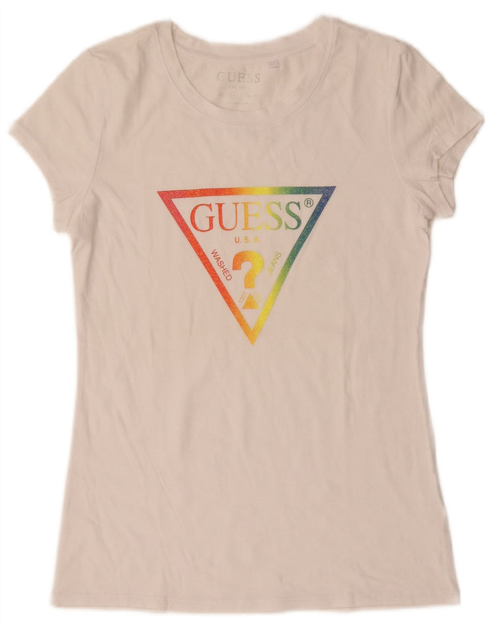 Tricou grafic Guess pentru femei Top UK 12 Medium White