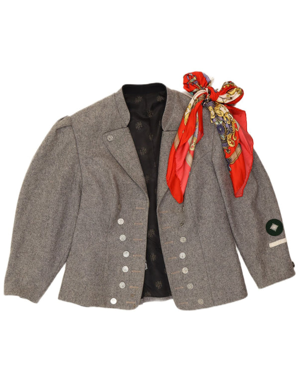 Jachetă vintage pentru femei Trachten cu mâneci 3/4, gri mediu, UK 14