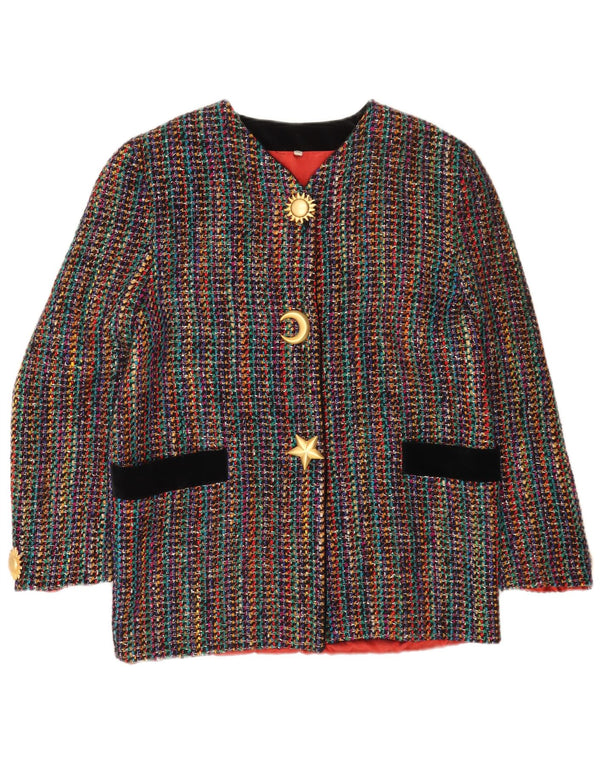 Jachetă vintage pentru femei cu 3 nasturi IT 42 Medium, multicolore, cu dungi