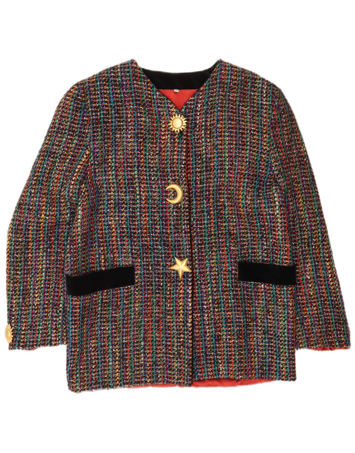 Jachetă vintage pentru femei cu 3 nasturi IT 42 Medium, multicolore, cu dungi