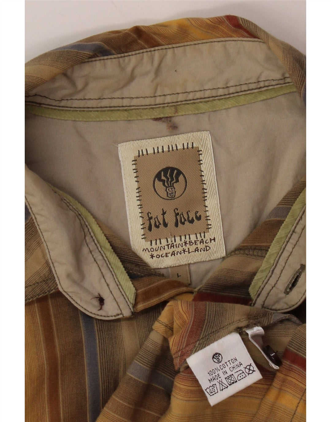 Cămașă cu mânecă scurtă pentru bărbați FAT FACE, bumbac mare cu dungi galbene