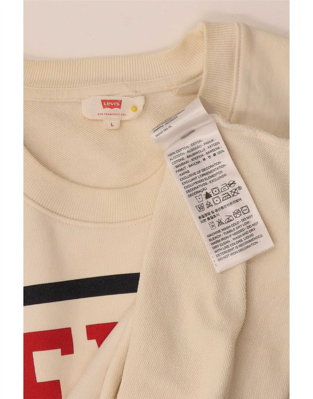 Pulover Levi's pentru damă cu grafică, UK 16, mare din bumbac alb