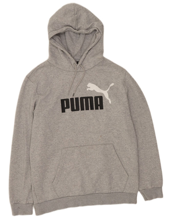 Pulover Puma pentru damă, cu hanoră cu grafică, UK 14, bumbac cu pete, gri mediu