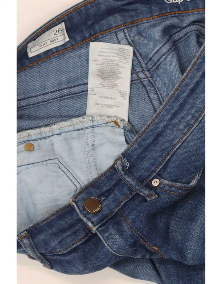 Gap Blugi de damă, sexi, distressed bootcut W26 L31, bumbac albastru
