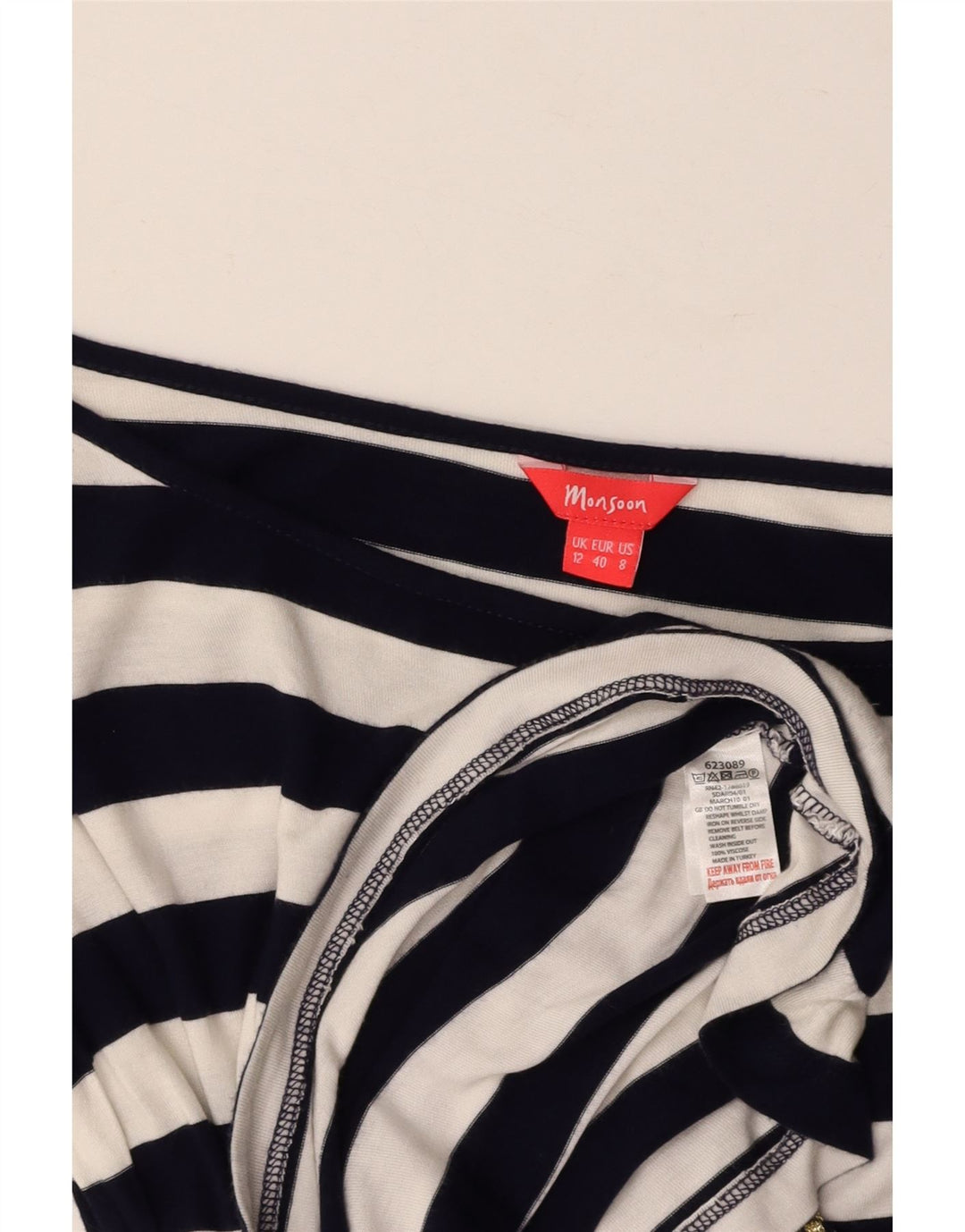 Top cu tunică pentru femei MONSOON UK 12 Medium Bleumarin, viscoză cu dungi