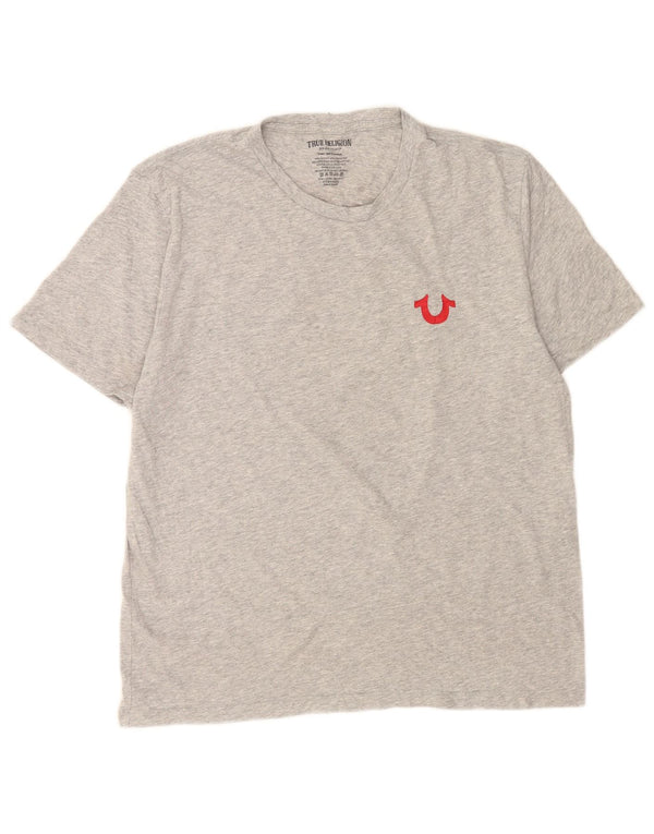 True Religion Tricou grafic pentru bărbați Top mare, gri, bumbac cu pete