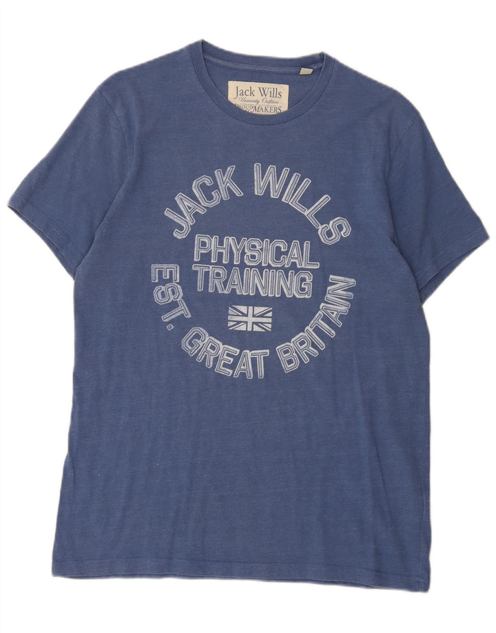 Tricou cu grafic Jack Wills pentru bărbați Top din bumbac albastru mediu