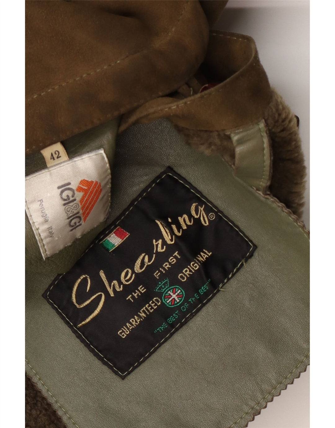 Palton din shearling pentru femei Igi & IT 42 Medium Khaki