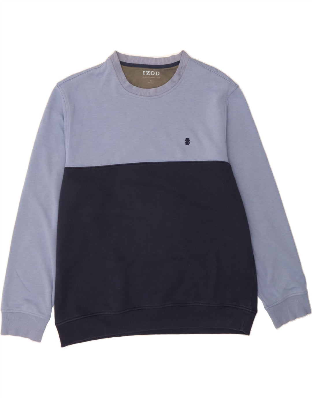 IZOD Mens Sweatshirt Jumper XL Navy Blue Colourblock Vintage Izod and Second-Hand Izod from Messina Hembry 