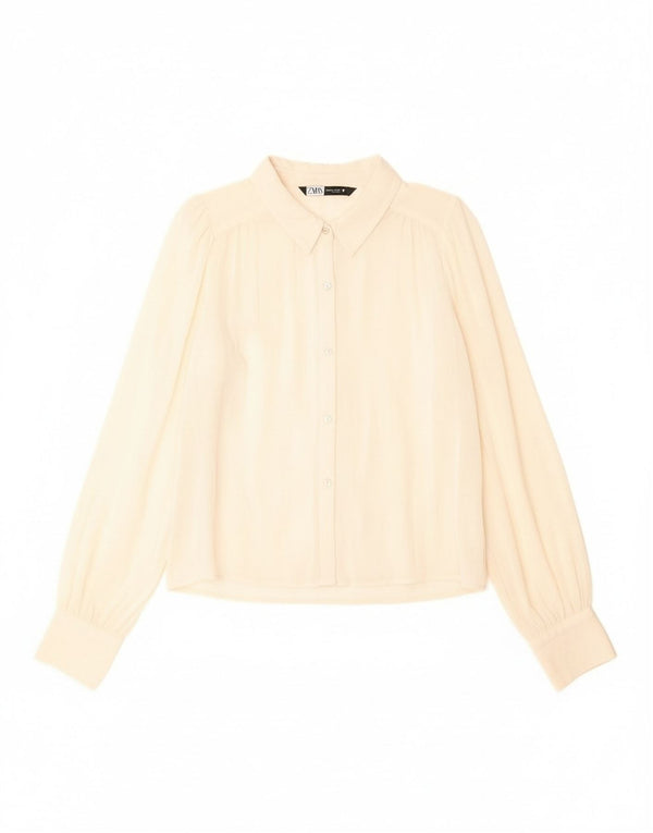 Cămașă pentru femei Zara UK 14 Lână virgină albă medie