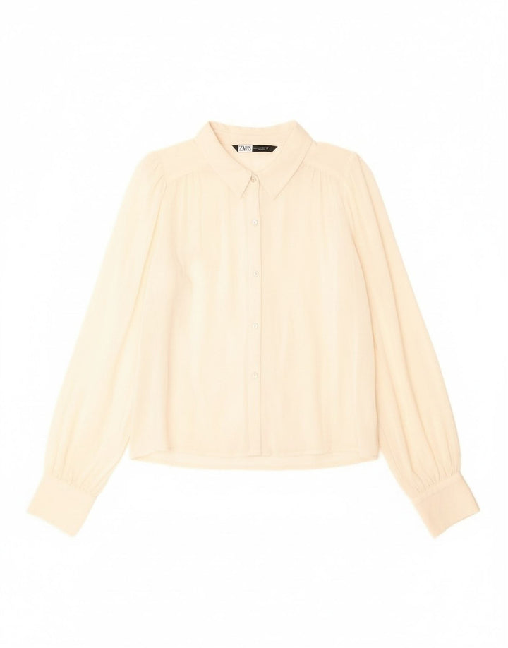 Cămașă pentru femei Zara UK 14 Lână virgină albă medie