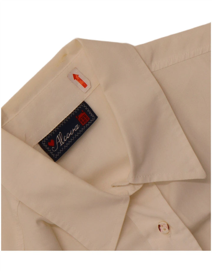 Cămașă cu grafică vintage pentru femei UK 14, mare, alb, bumbac