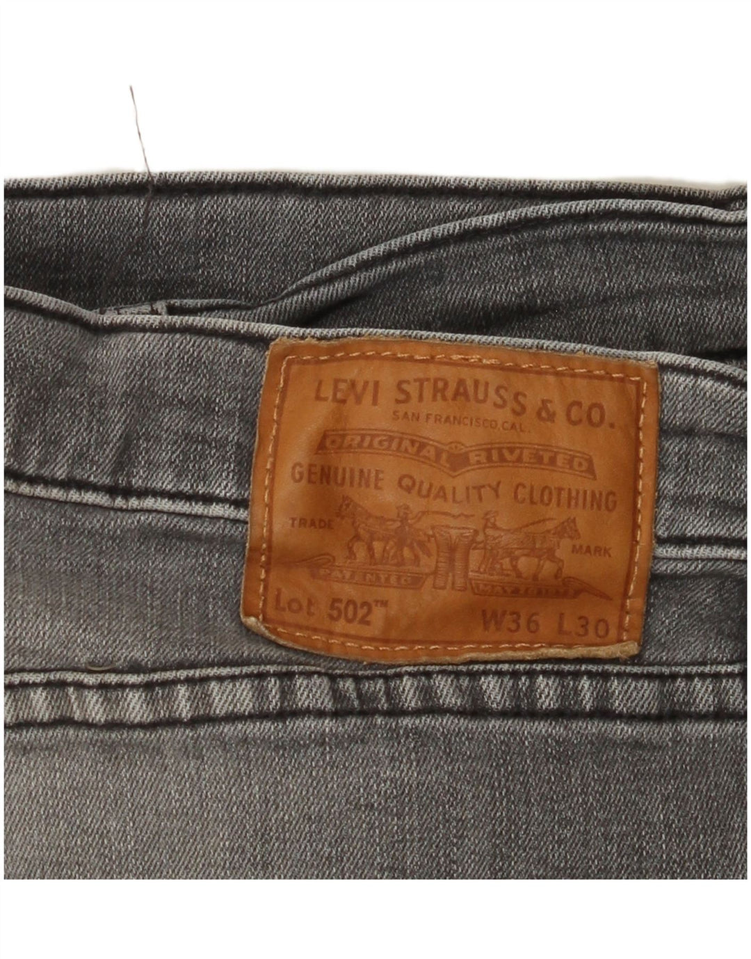 Blugi conici pentru bărbați LEVI'S 502 W36 L30 bumbac gri