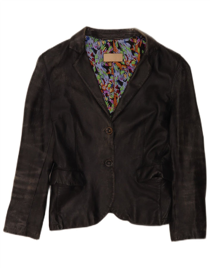 Blazer pentru femei Santacroce, din piele, cu 2 nasturi, UK 10 Mic Negru