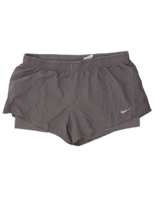 Pantaloni scurți sport Nike Dri Fit pentru femei UK 20 2XL Gri Poliester