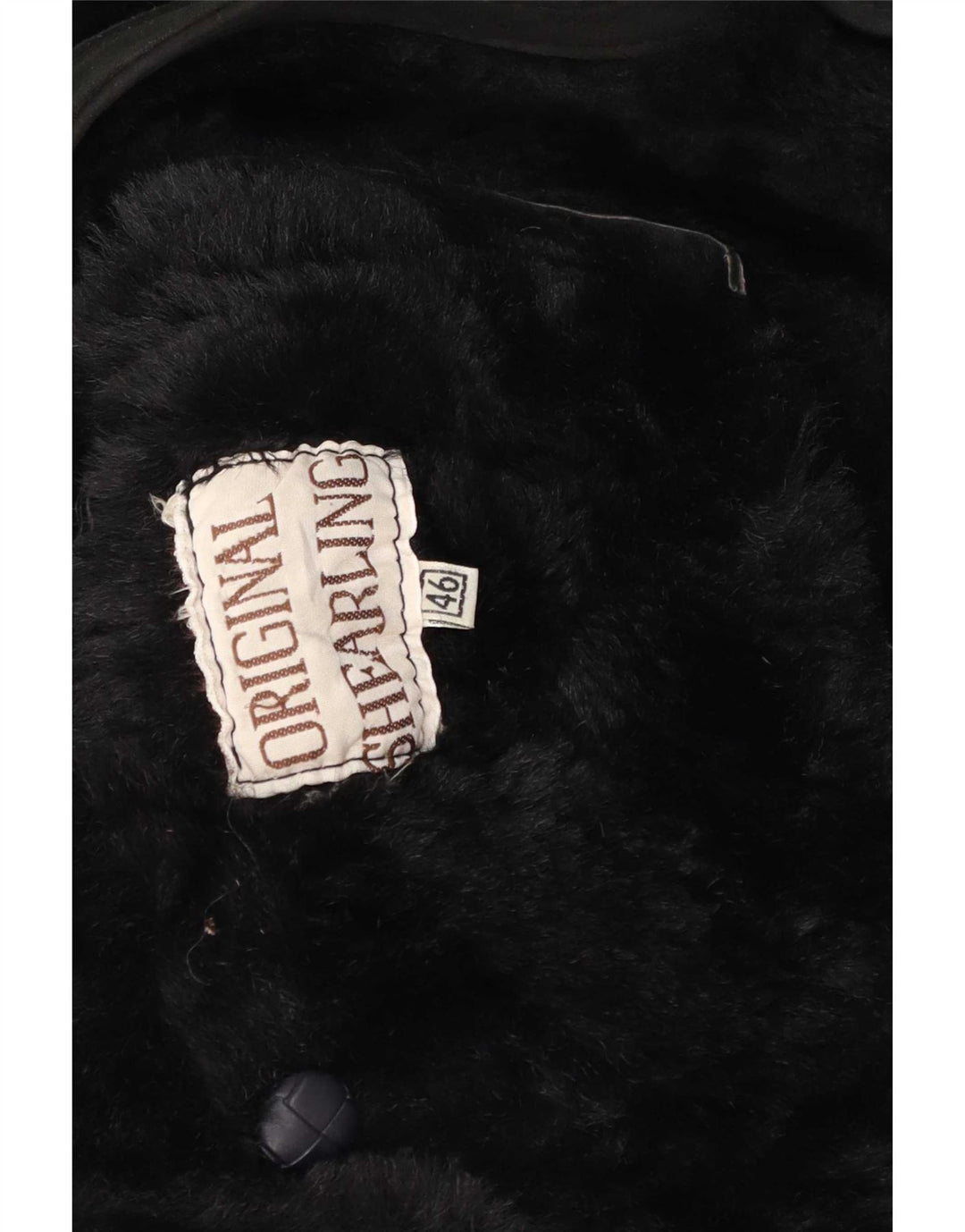 Palton supradimensionat din shearling vintage pentru femei IT 46 mare, negru, din shearling