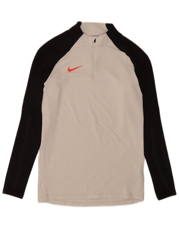 Top de trening pentru bărbați Dri Fit, cu fermoar și gât, pulover, alb, mic