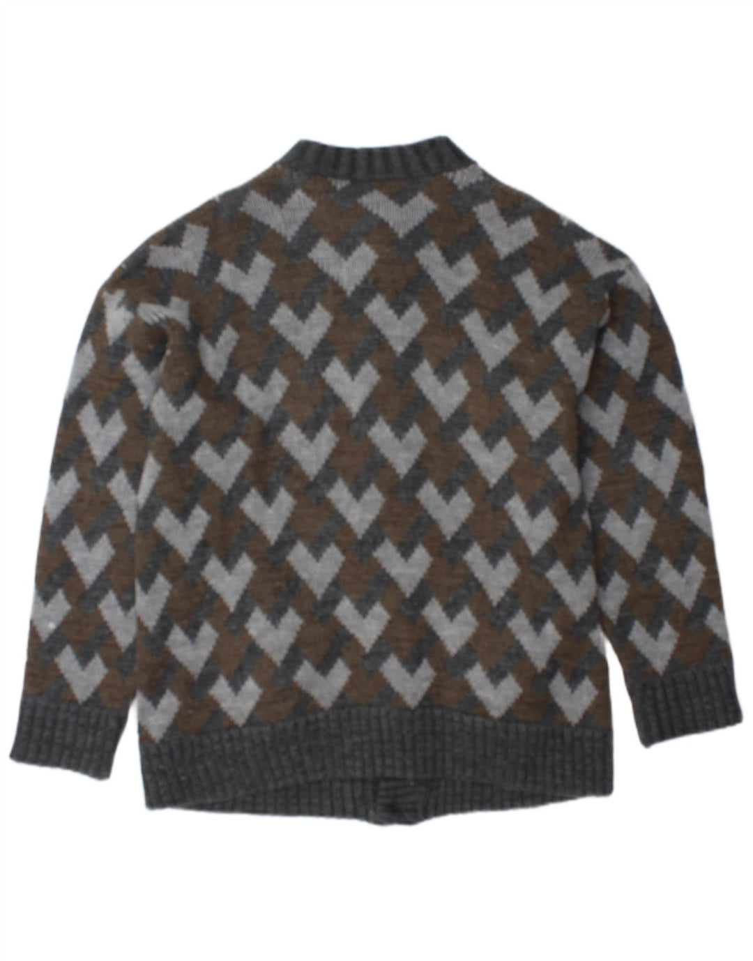 Pulover Cardigan Vintage pentru bărbați Gri mediu Geometric