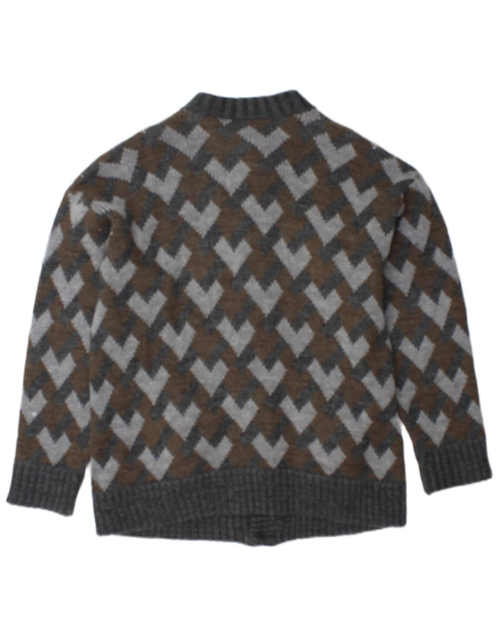 Pulover Cardigan Vintage pentru bărbați Gri mediu Geometric