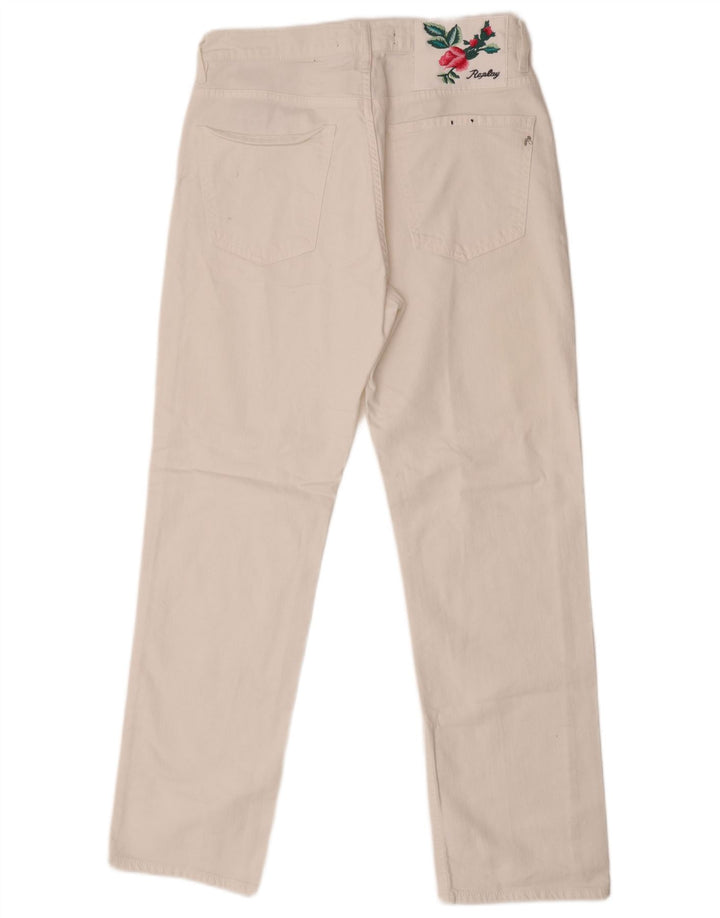 Replay blugi drepti pentru femei W28 L29 bumbac alb