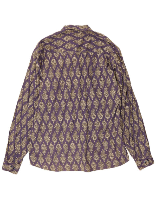 Cămașă Vintage pentru bărbați, 2XL, mov, bumbac Paisley