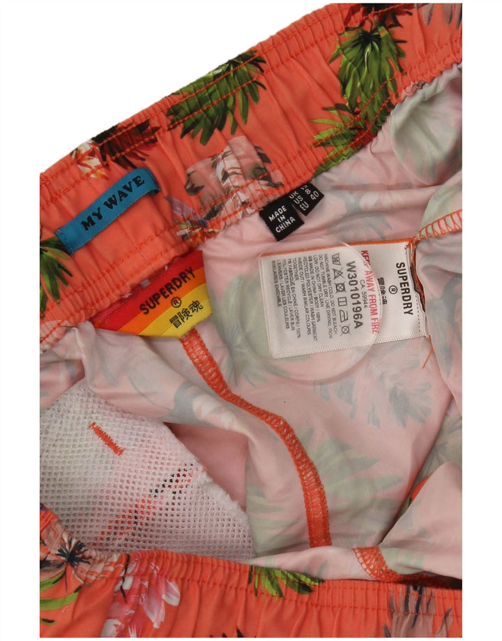 Pantaloni scurți de înot Superdry pentru femei UK 12 Medium Pink Floral Poliester