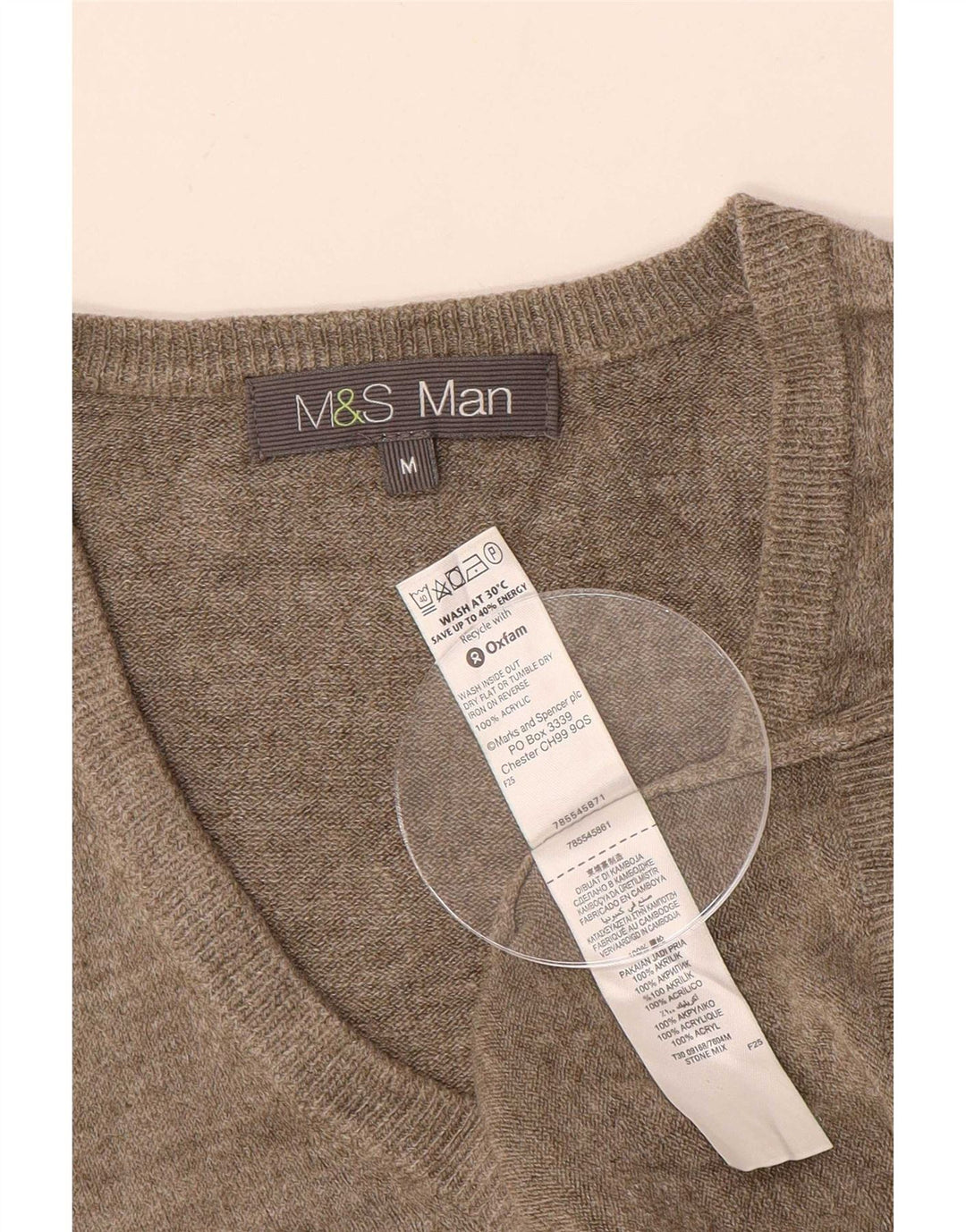 Marks & Spencer Mens Vest Tank Top Medium Gri Acrilic