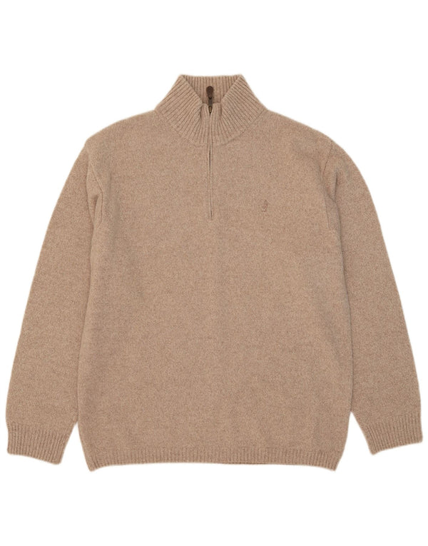 Marlboro Classics Mens Zip Neck Jumper Sweater 2XL Beige Wool