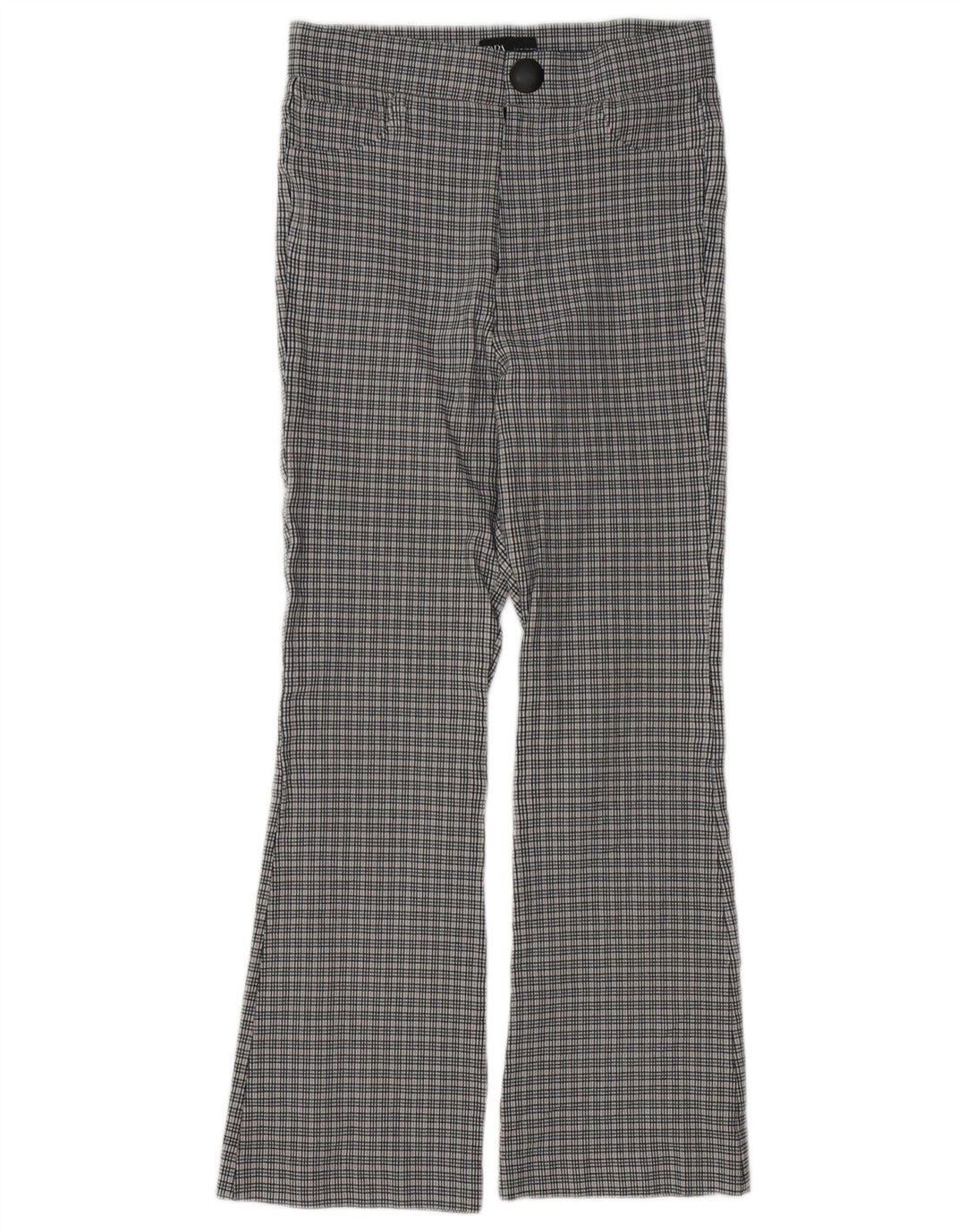 Pantaloni casual pentru femei Bootcut Zara Medium W28 L26 Gri Houndstooth Viscose
