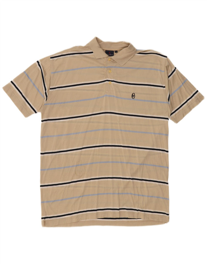 CONTE OF FLORENCE Tricou polo pentru bărbați XL, bumbac cu dungi bej