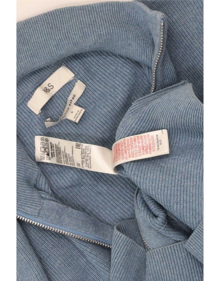 Pulover cardigan cu fermoar complet pentru bărbați Marks & Spencer, poliester albastru mic