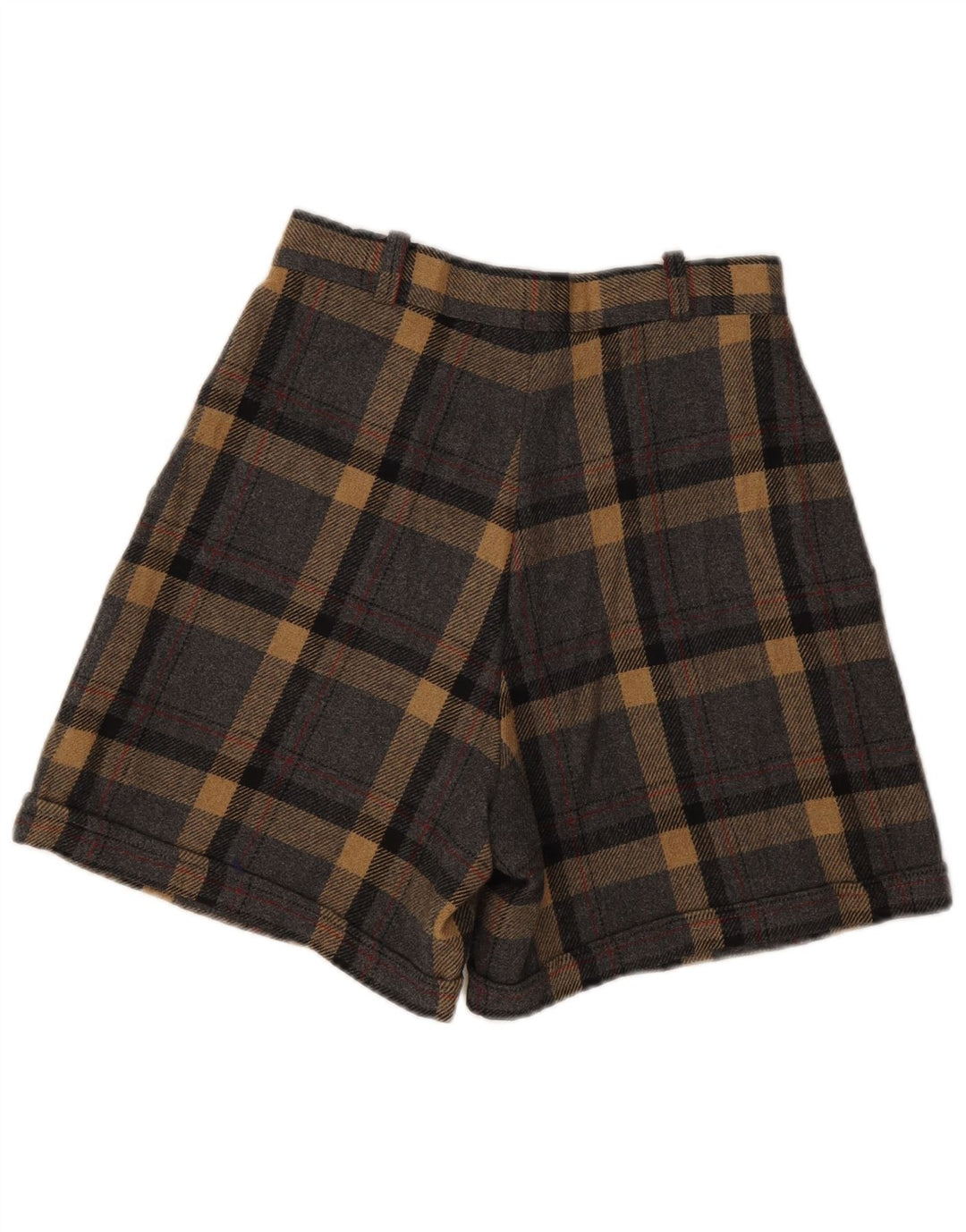 Pantaloni scurti chino pentru femei VINTAGE, cu picioare largi, IT 42 Medium W28, carouri gri