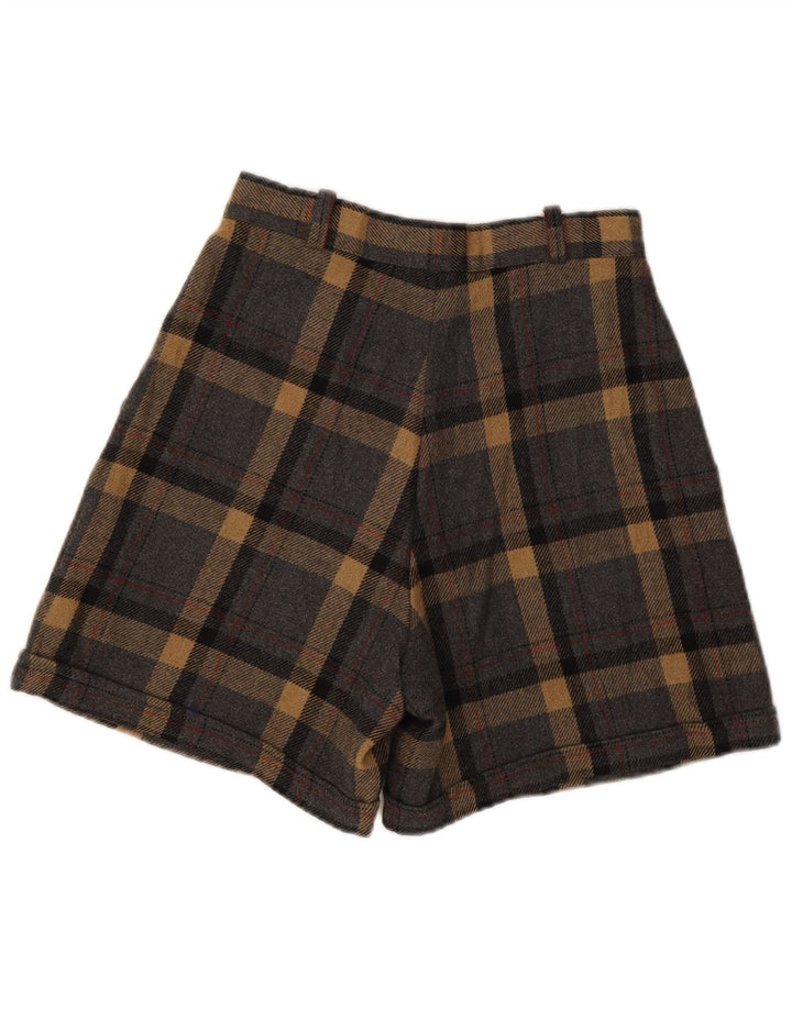 Pantaloni scurti chino pentru femei VINTAGE, cu picioare largi, IT 42 Medium W28, carouri gri