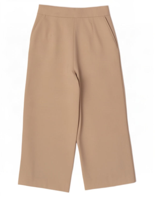 Pantaloni Capri pentru femei cu picioare largi Zara Mediu L28 L22 Poliester bej