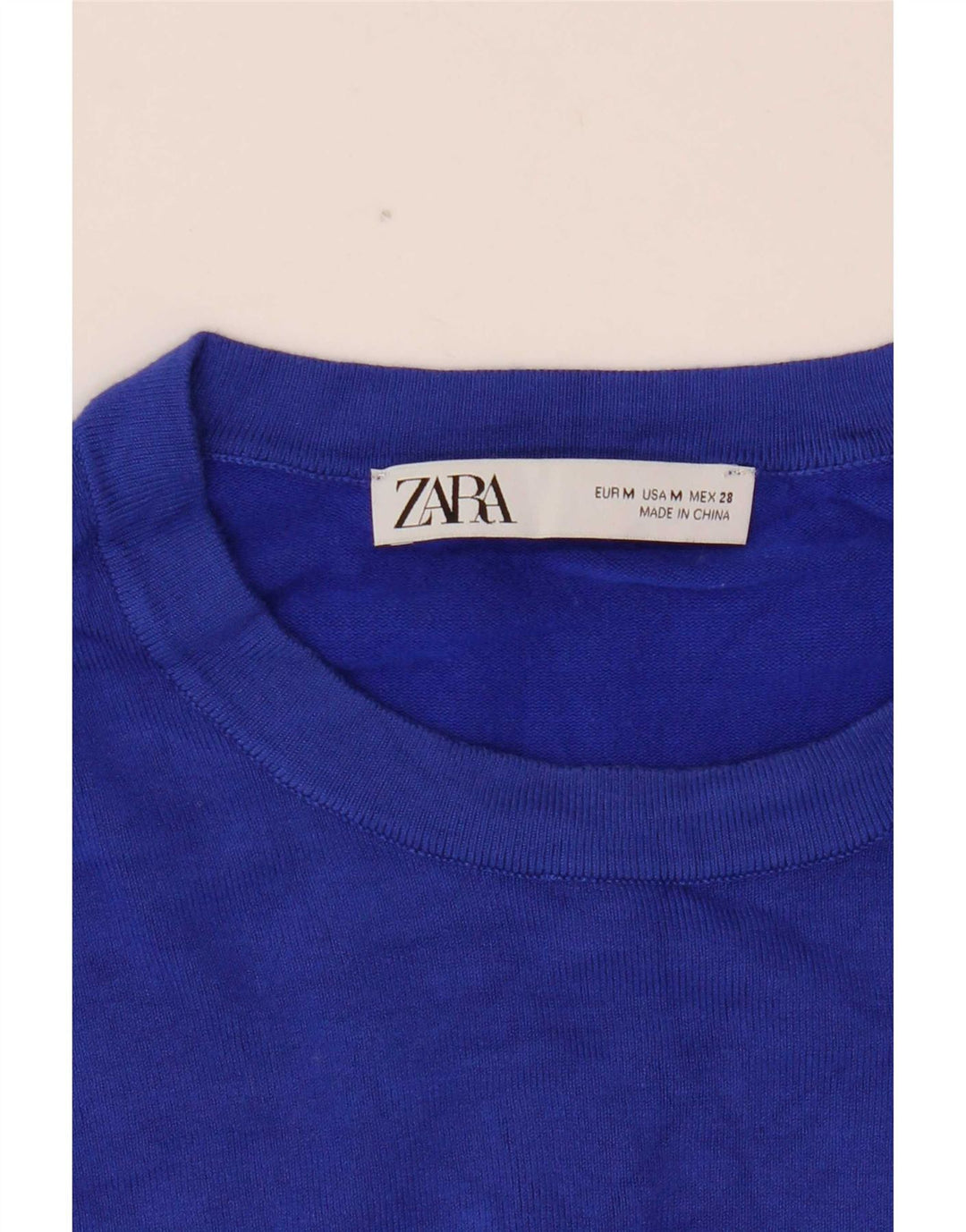 Pulover cu decolteu scurt pentru femei Zara UK 12 Albastru mediu