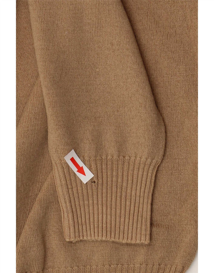 Pulover pentru bărbați Zara, cu decolteu în V, XL, lână maro