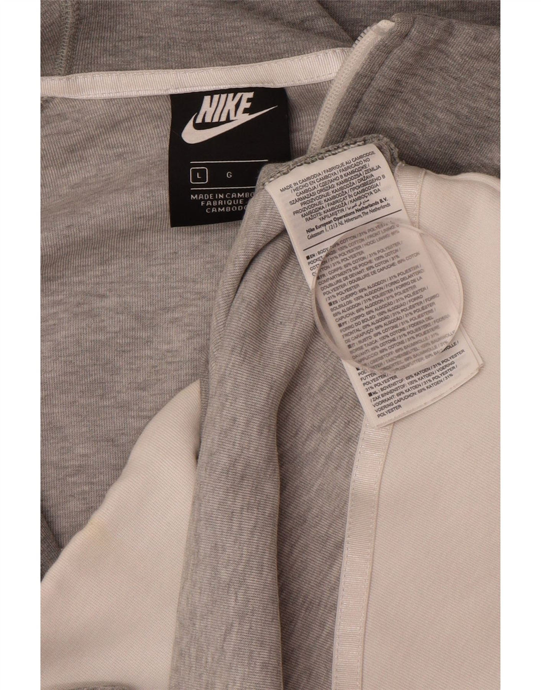 Pulover NIKE pentru femei cu fermoar, UK 16, bumbac mare, gri