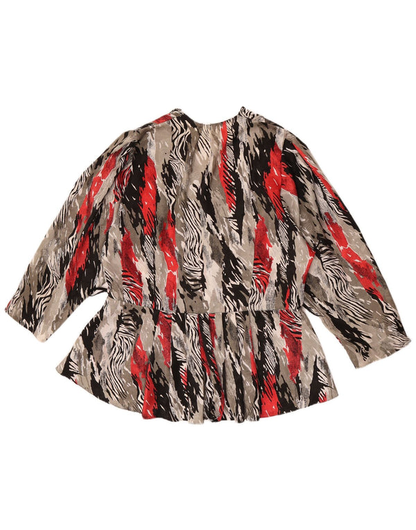 Bluză de cămașă cu mâneci 3/4 cu model abstract pentru femei UK 16 mare, gri