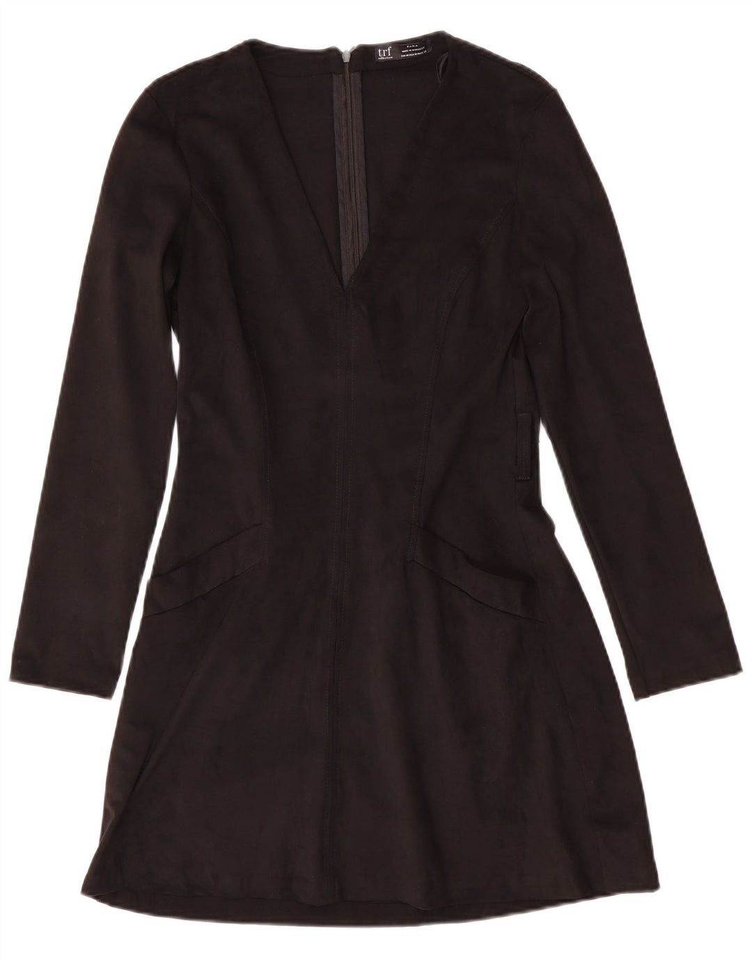 Rochie în formă de A cu mânecă lungă pentru femei Zara UK 12 Poliester mediu negru