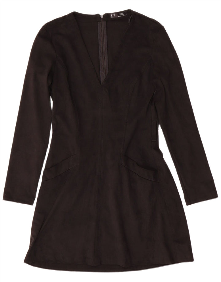 Rochie în formă de A cu mânecă lungă pentru femei Zara UK 12 Poliester mediu negru