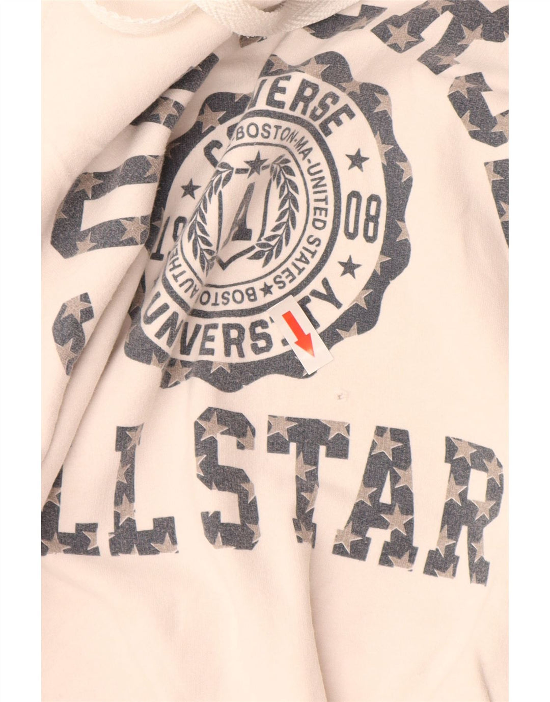 Pulover pentru damă CONVERSE, cu grafică, UK 12, bumbac alb mediu