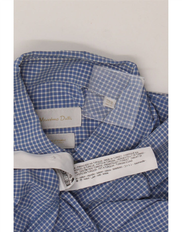Cămașă Massimo Dutti pentru bărbați, bumbac vichy albastru mediu