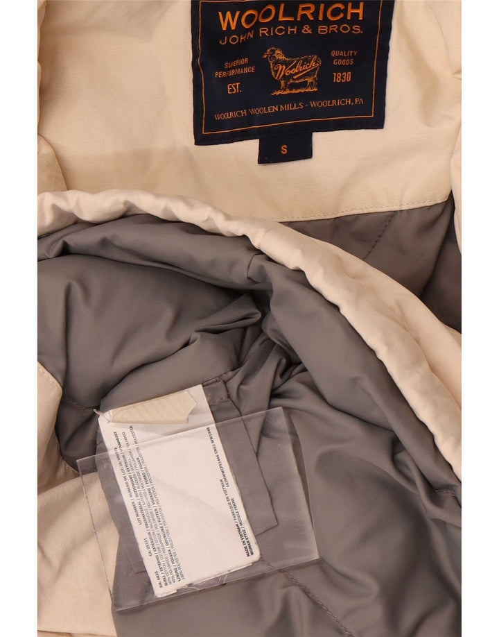 Jachetă căptușită cu glugă Woolrich pentru femei UK 10 mic bumbac alb