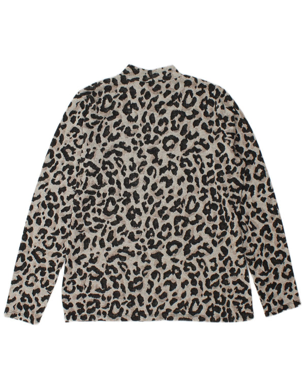 Oasis Top pentru femei cu mânecă lungă UK 14 Medium Gri Animal Print Poliester