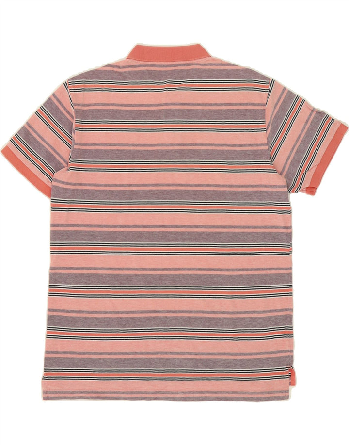 IZOD Mens Polo Shirt Large Pink Striped Cotton Vintage Izod and Second-Hand Izod from Messina Hembry 