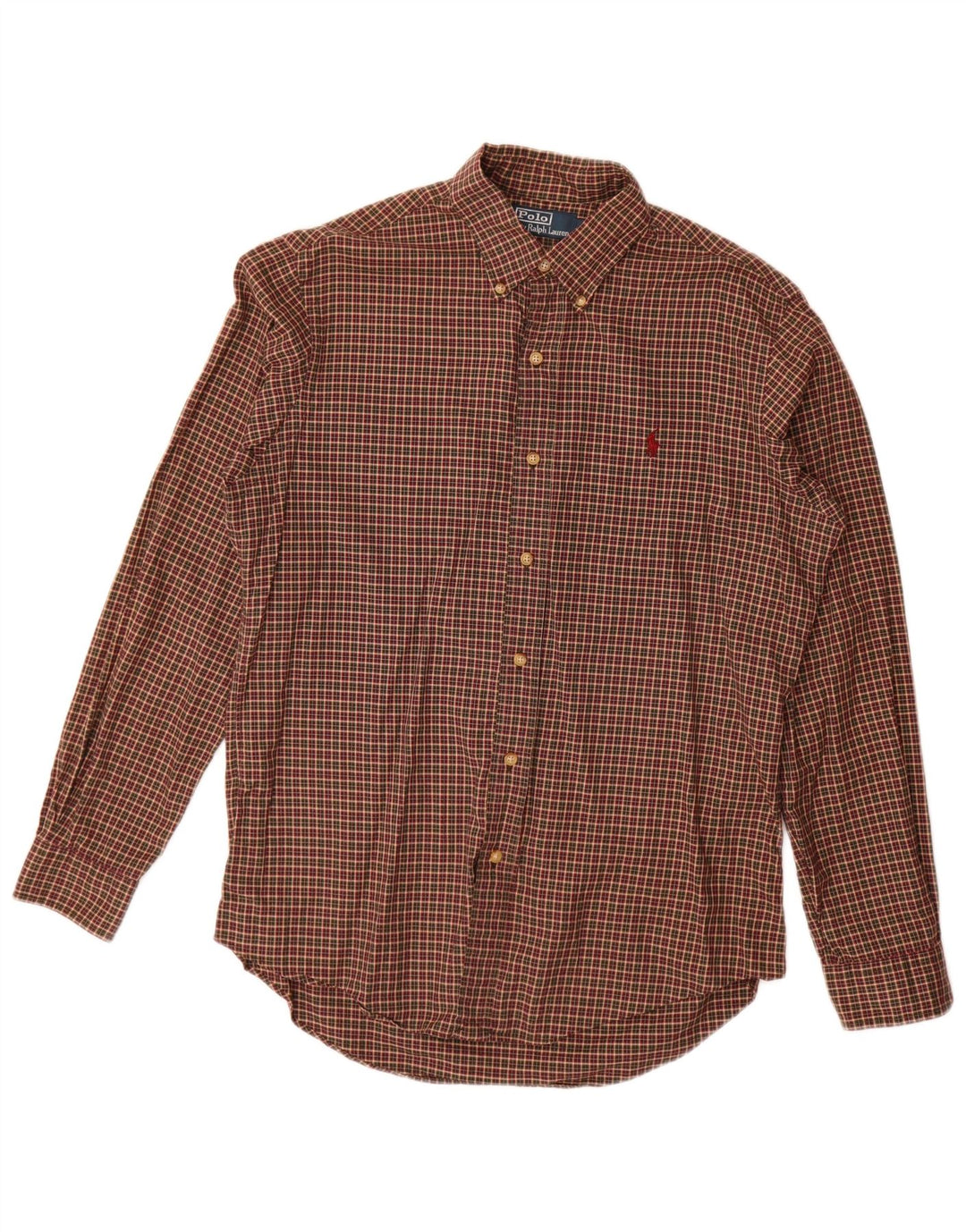 Cămașă pentru bărbați Polo Ralph Lauren din flanel, bumbac cu carouri maro mediu