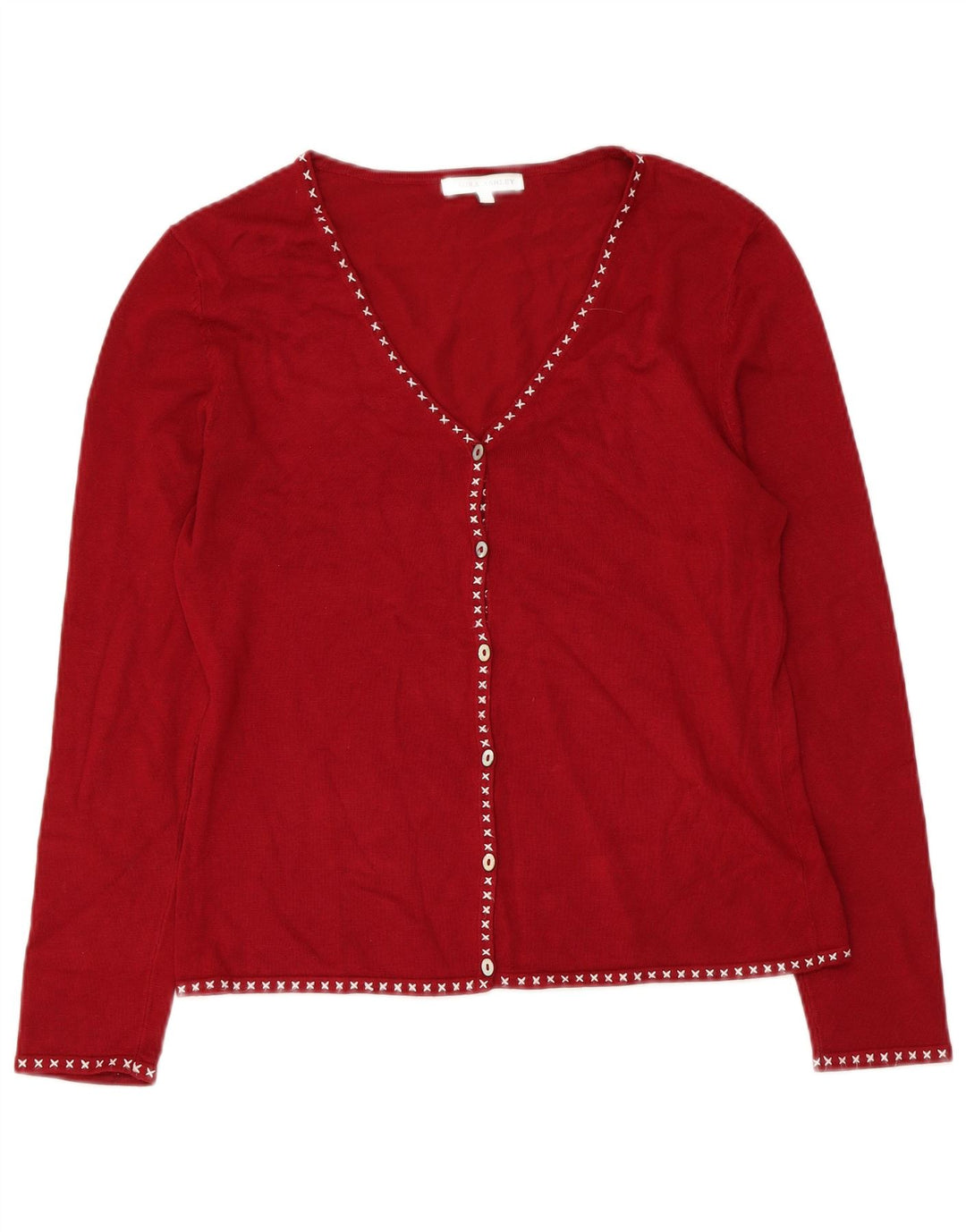 LAURA ASHLEY Pulover cardigan pentru femei UK 14 Medium Red Viscose